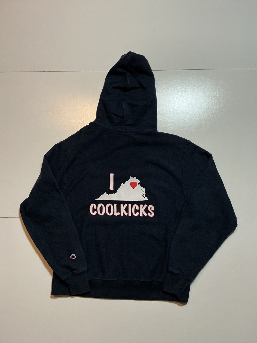 Champion Reverse Weave I Love CoolKicks Virginia Graphic Navy Pullover Hoodie